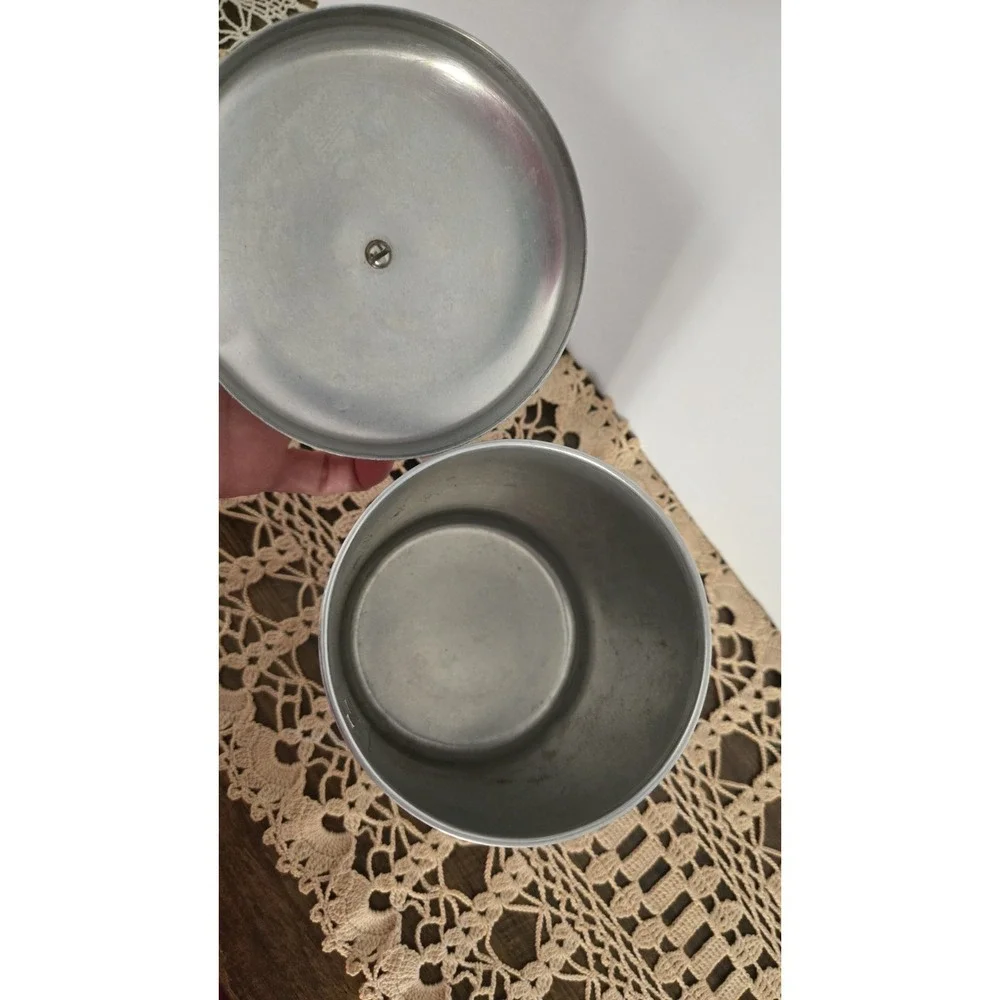 Century  Aluminum Ware Kitchen TEA Canister With Black Lid Vintage